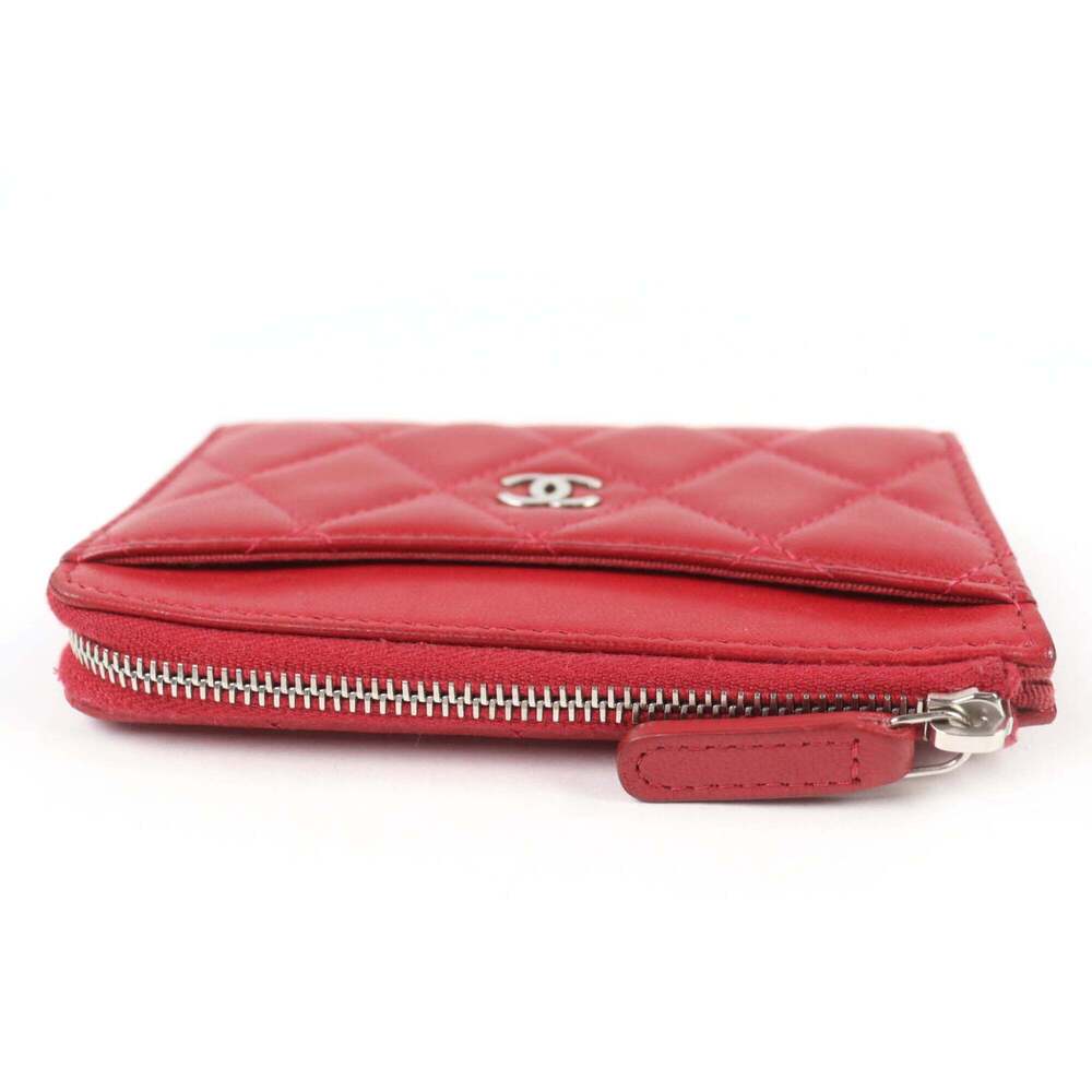 CHANEL Red Lambskin Leather Logo Wallet - Picture 5 of 11